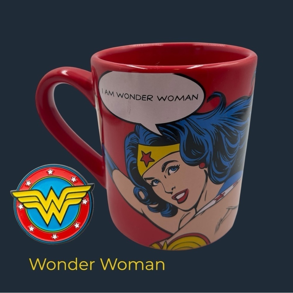 DC COMICS "I AM WONDER WOMAN" CERAMIC 12oz RED COFFEE MUG